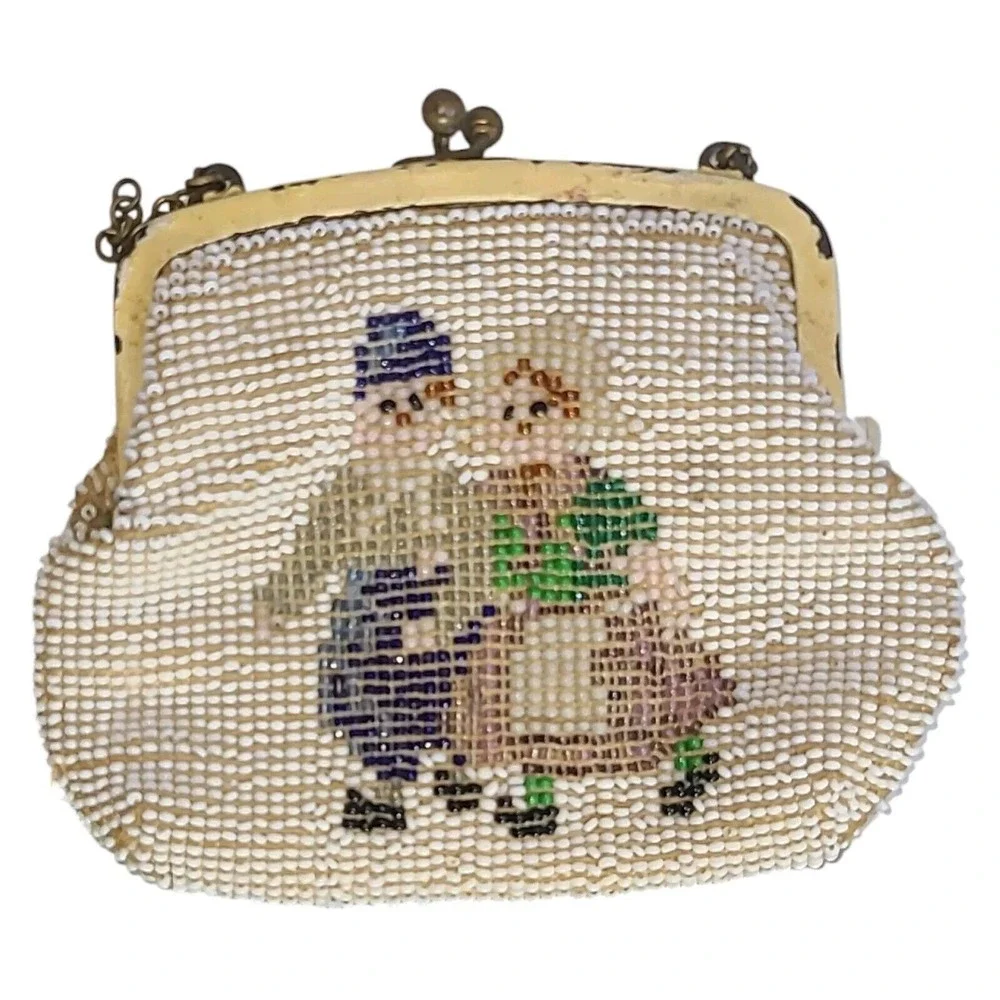 Vintage/Antique 20s 30s Czechoslovakia Beaded‎ Coin Purse * Broken Chain